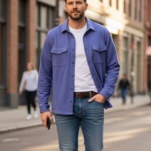 GAP Men's XXL Soft Long Sleeve Ponte Stretch Knit Button Down Shirt XXL NWT